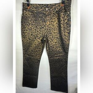 Diane Gilman DG2 Leopard Jeans Women’s Size 16 Metallic Straight Leg Plus Size